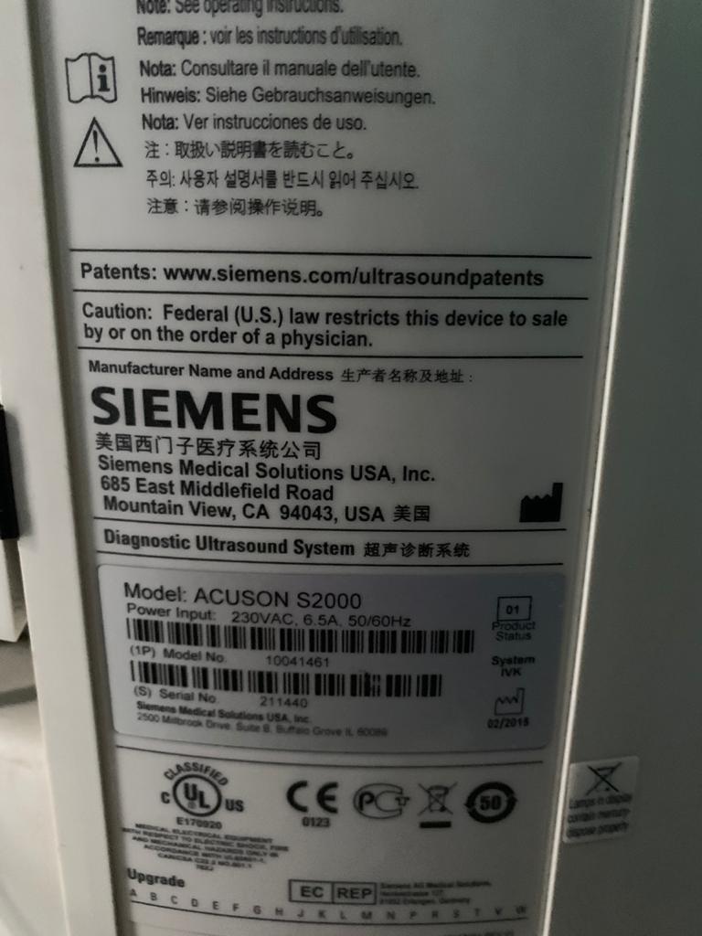Preowned Siemens Healthcare ACUSON S2000 Ultrasound